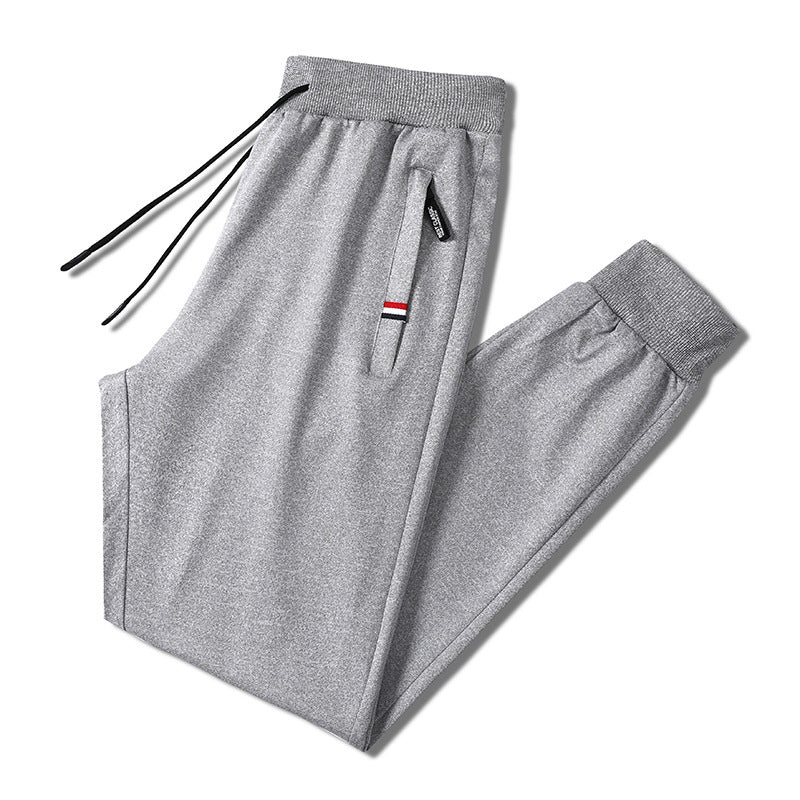 Men's Slim-Fit Jogging Pants with Elastic Ribbed Waistband, Drawstring and Zipper Pockets Mune Fashion