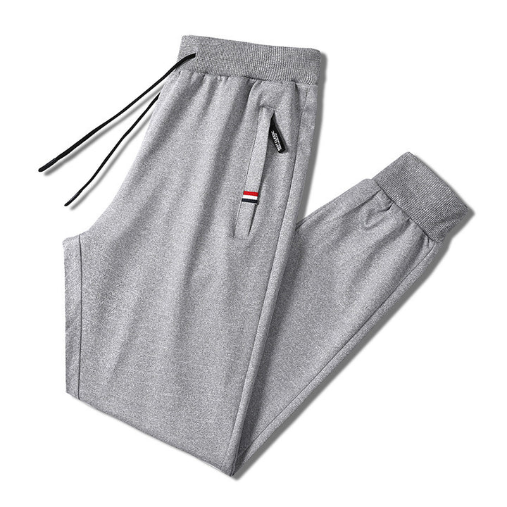 Men's Slim-Fit Jogging Pants with Elastic Ribbed Waistband, Drawstring and Zipper Pockets Mune Fashion