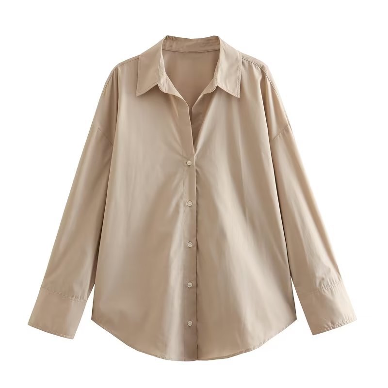 Women's Oversized Shirt Blouse with Dropped Shoulder and Classic Button Placket Mune Fashion