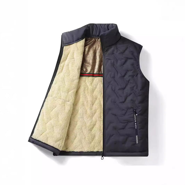 Men's thermo quilted vest with soft Sherpa inner lining, high closing stand-up collar and concealed zipper pockets Mune Fashion