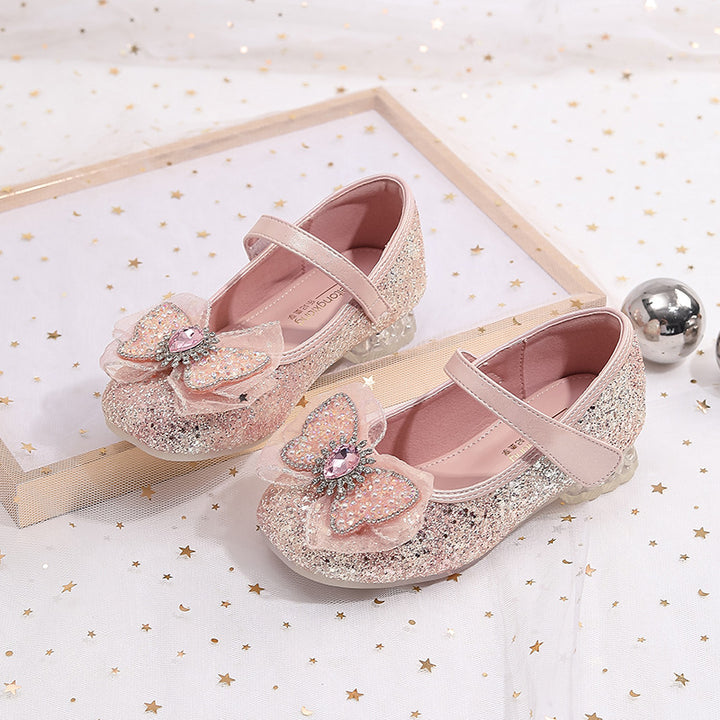 Girls Elegant Ballerinas with Bow Application and Rhinestones Mune Fashion