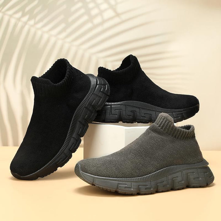 Women's cozy sock sneaker made of teddy velvet with elastic shaft and shock-absorbing profile sole Mune Fashion