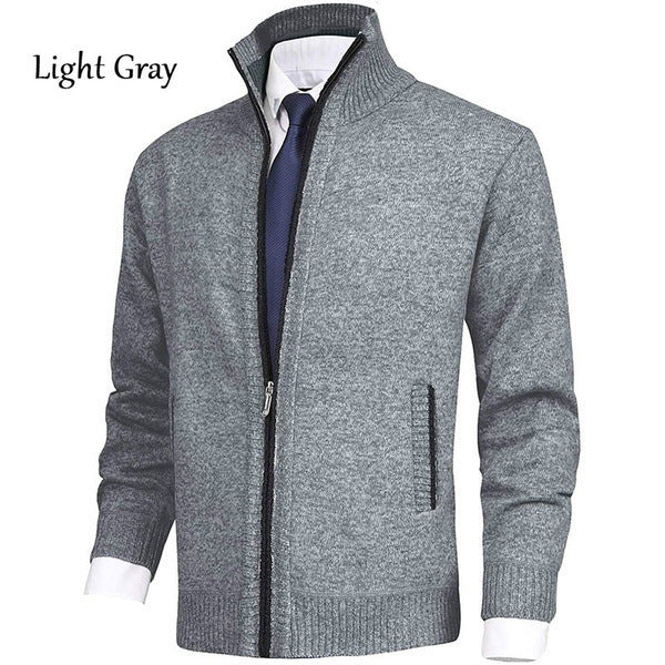 Men's knitted jacket with stand-up collar and concealed zipper Mune Fashion