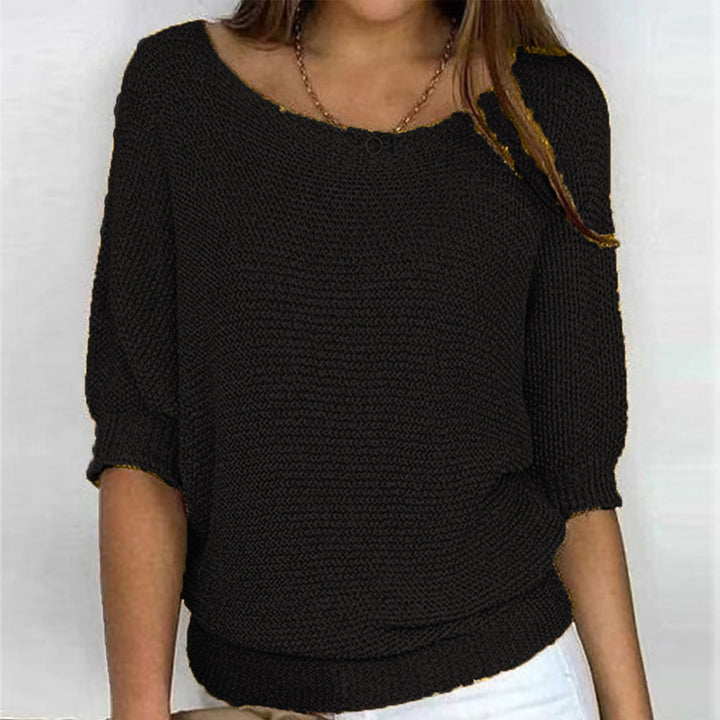 Ladies nan lightweight casual fine knit pullover with wide neckline Mune Fashion