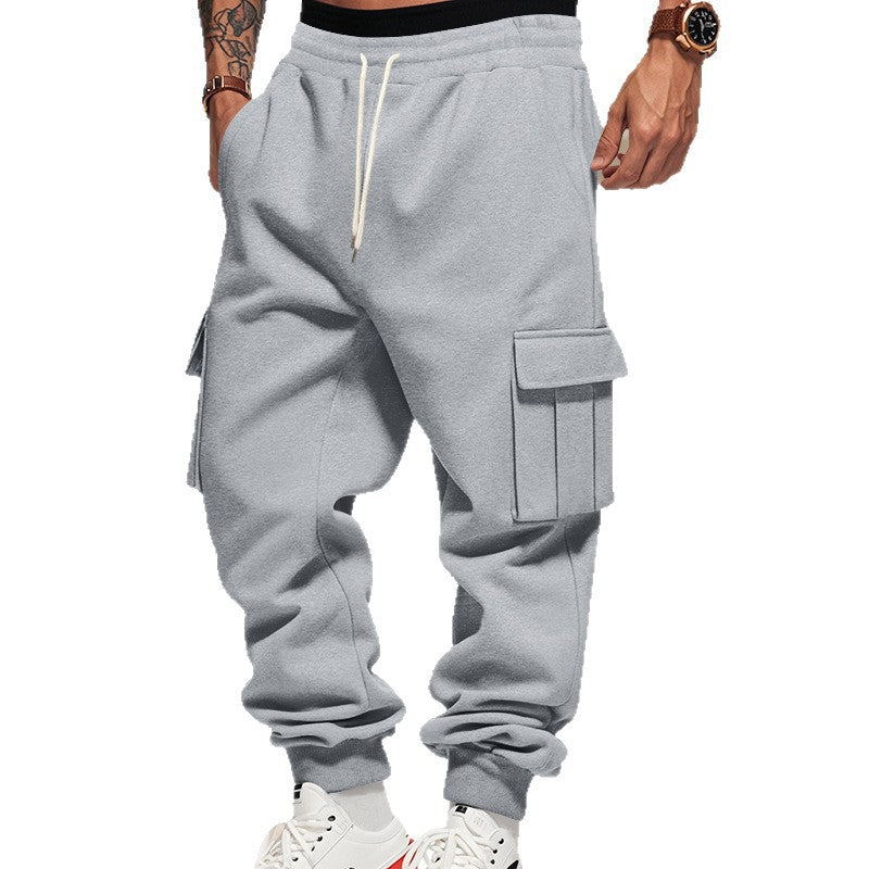 Men's nan thermal lined cargo jogging pants with elastic tunnel drawstring, large flap pockets and ribbed leg cuffs Mune Fashion