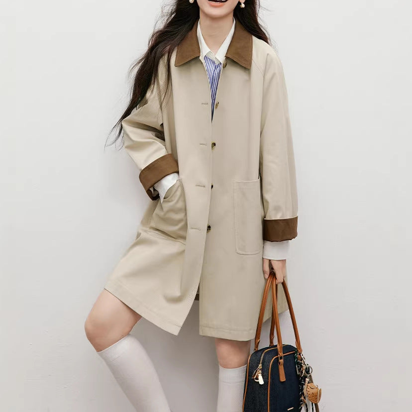 Ladies Fashionable Transitional Jacket with Contrast Collar Mune Fashion