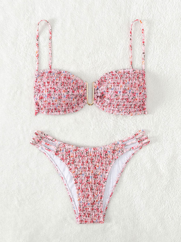 Women Push-Up Bikini with adjustable straps and gold accents Mune Fashion