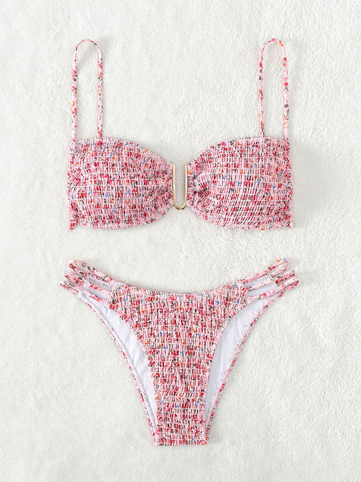 Women Push-Up Bikini with adjustable straps and gold accents Mune Fashion