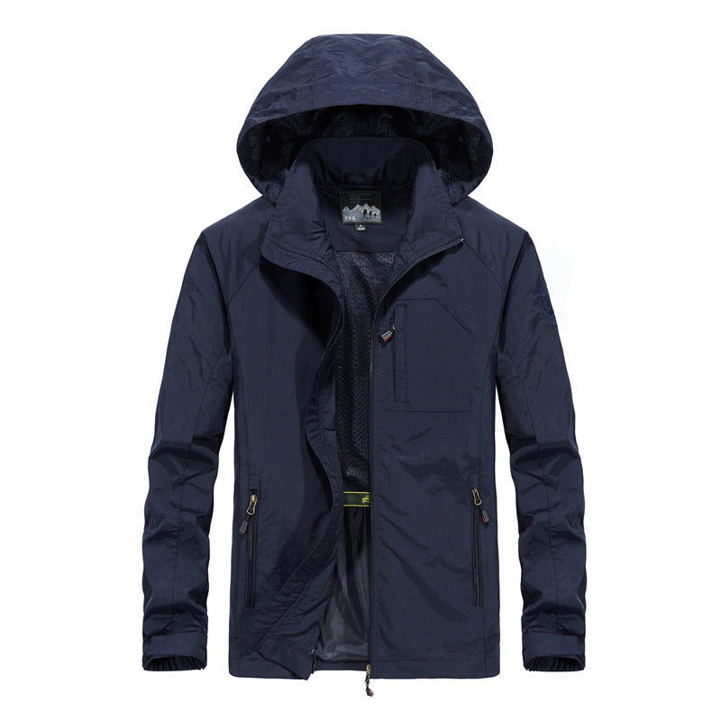 Men's Lightweight Wind-Resistant Softshell Outdoor Jacket with Hood, Mesh Lining, and Multifunctional Pockets Mune Fashion