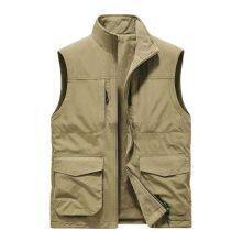 Men's Multifuntional Field Utility Vest with Multiple Pockets and Stand-Up Collar Mune Fashion