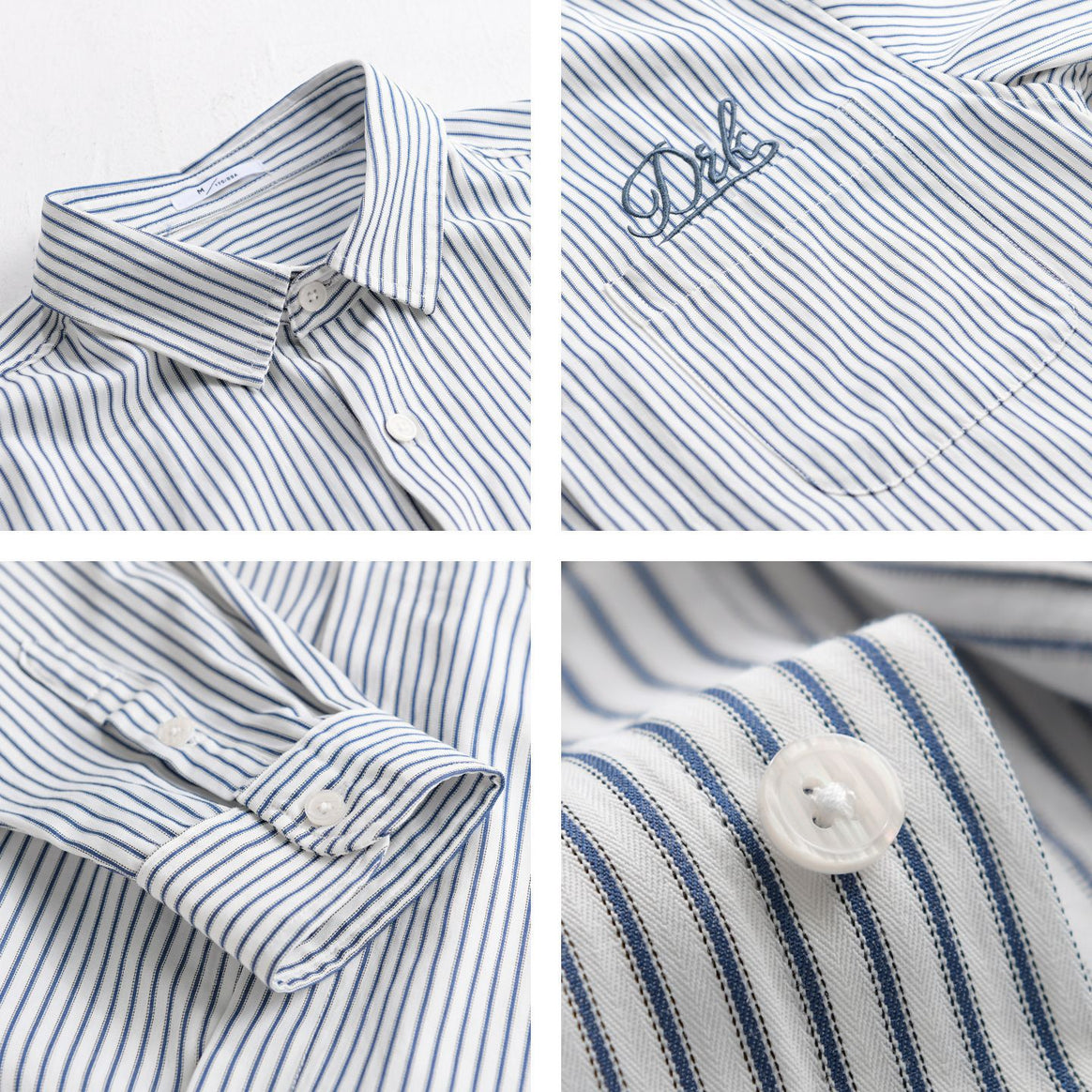 Men Striped Overshirt Shirt with Chest Pocket and Tonal Logo Embroidery Mune Fashion