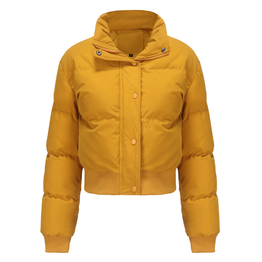 Women's short padded quilted jacket with high stand-up collar and ribbed cuffs Mune Fashion
