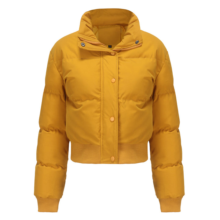 Women's short padded quilted jacket with high stand-up collar and ribbed cuffs Mune Fashion