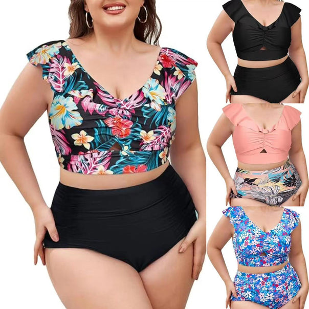 Ladies High-Waisted Swimwear Set with Ruffle Details Mune Fashion