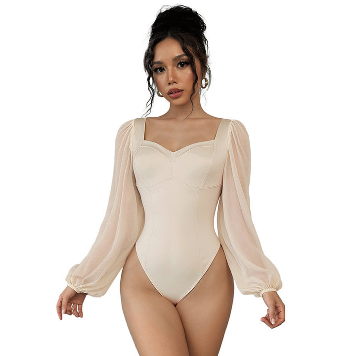 Women Elegant Bodysuit with Puff Sleeves Mune Fashion