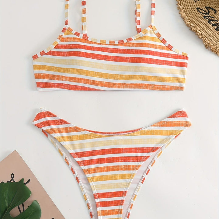 Women Sporty Striped Bikini Mune Fashion
