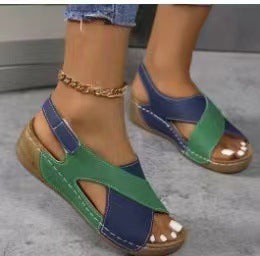 Ladies' orthopedic wedge sandals with memory foam and adjustable heel strap Mune Fashion