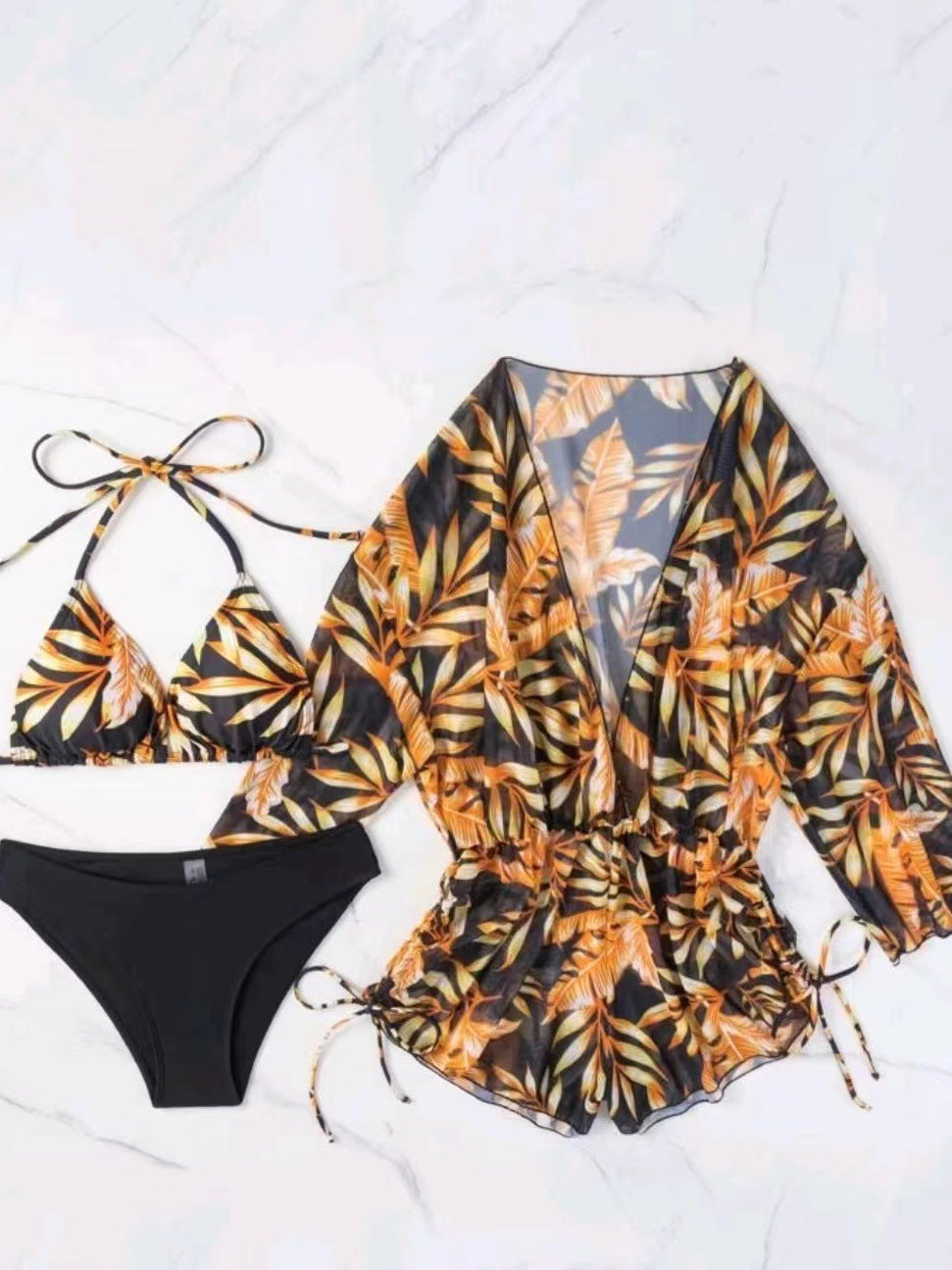 Women's beach outfit set with combined bikini and casual kaftan Mune Fashion