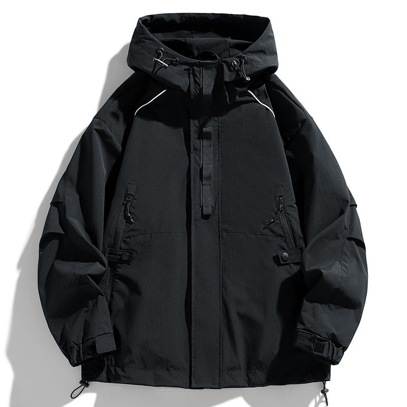 Unisex Lightweight two-tone wind and rain jacket with hood, drawstring and zip pockets Mune Fashion
