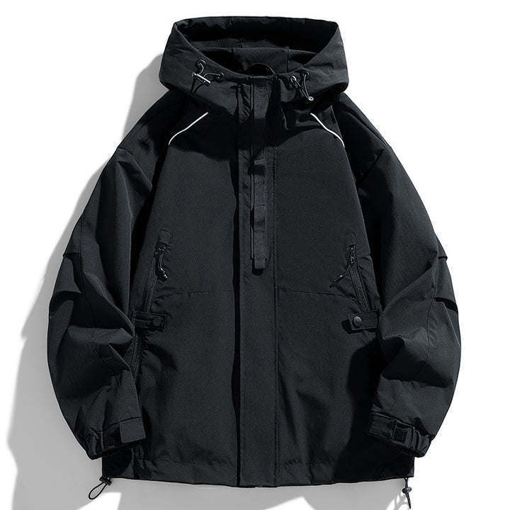 Unisex Lightweight two-tone wind and rain jacket with hood, drawstring and zip pockets Mune Fashion