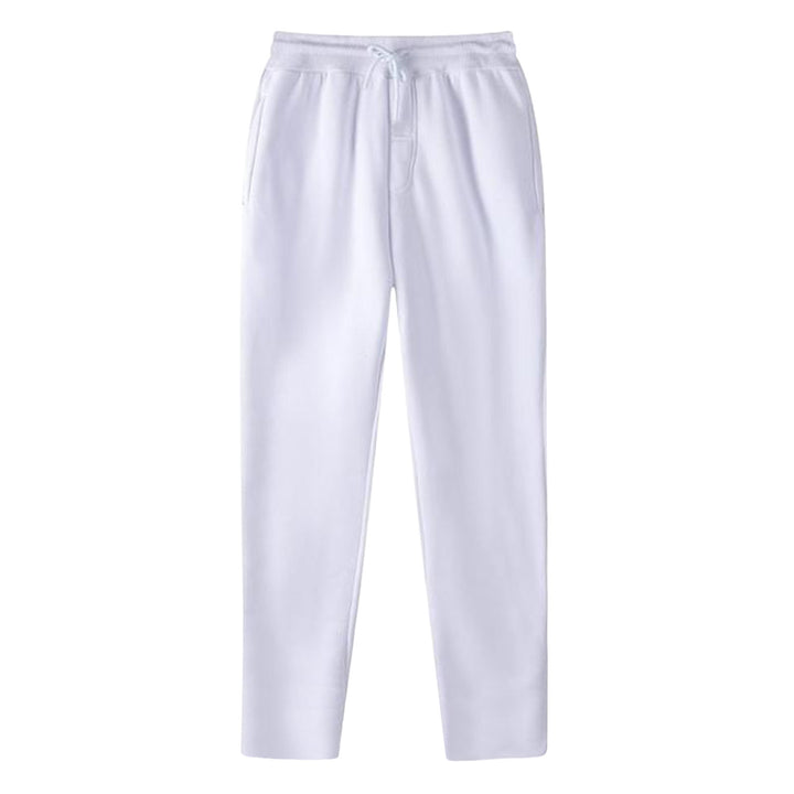 Men's straight-cut sweatpants made of mottled cotton blend with elastic waistband, drawstring, and side pockets Mune Fashion