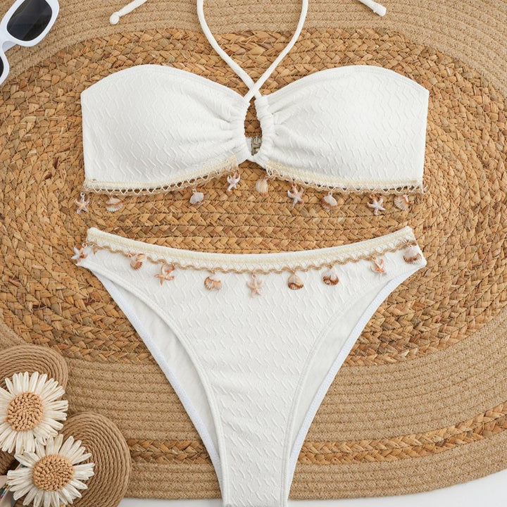 Ladies Bandeau Bikini with Shell Decoration Mune Fashion