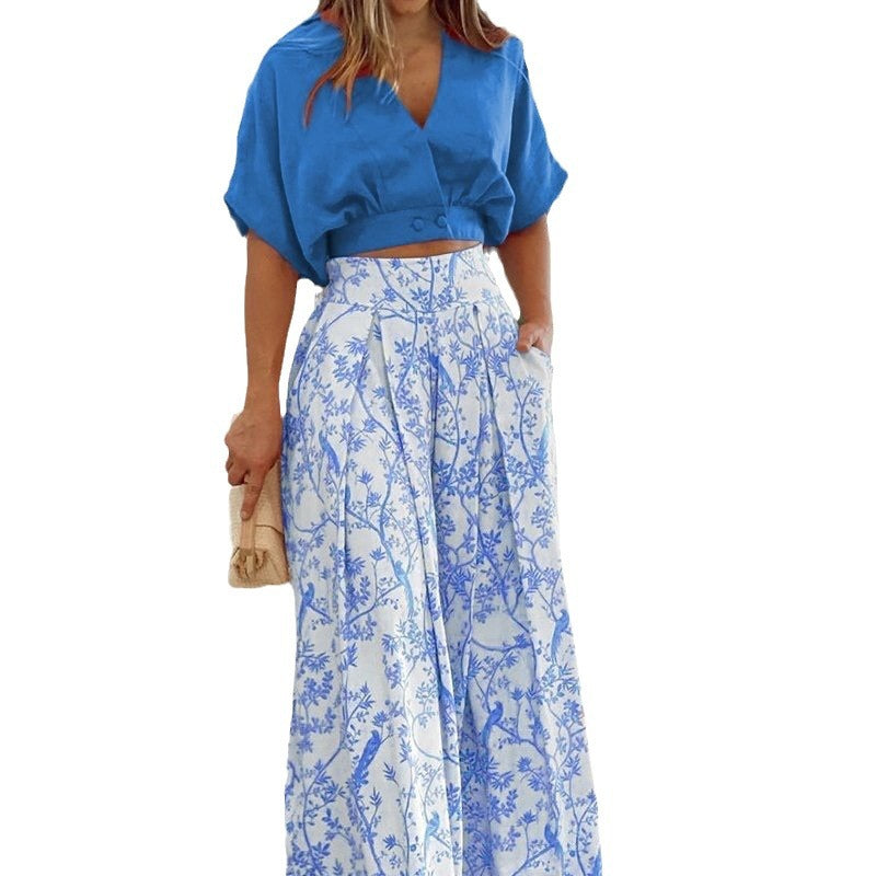 Women Elegant high-waisted palazzo pants with wide leg, pleats and side pockets Mune Fashion