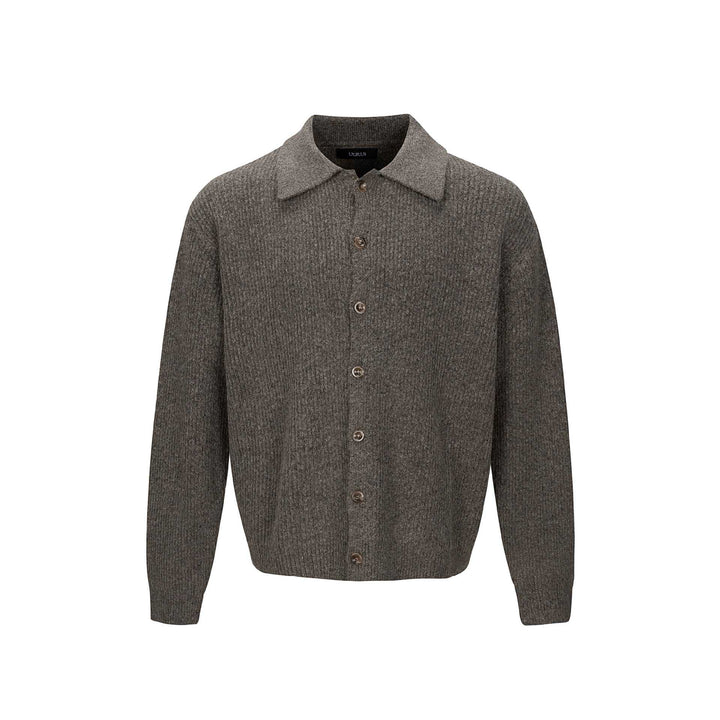 Men's Structured Knit Cardigan with Shirt Collar and Full Button Placket Mune Fashion