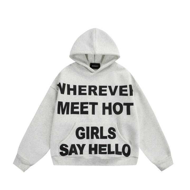 Unisex Oversize Hoodie with large slogan print and kangaroo pocket Mune Fashion
