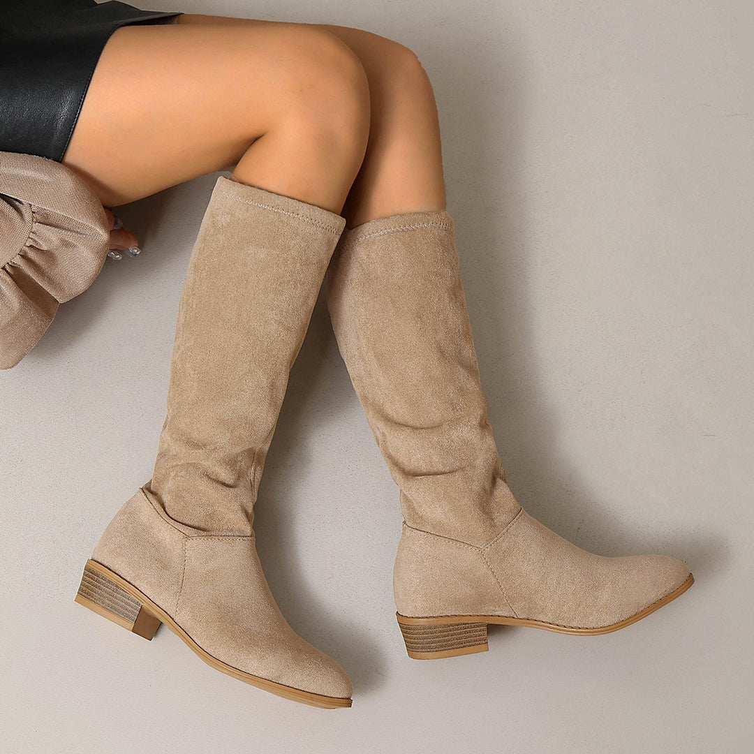 Women Comfortable Suede Over-the-Knee Boots Mune Fashion