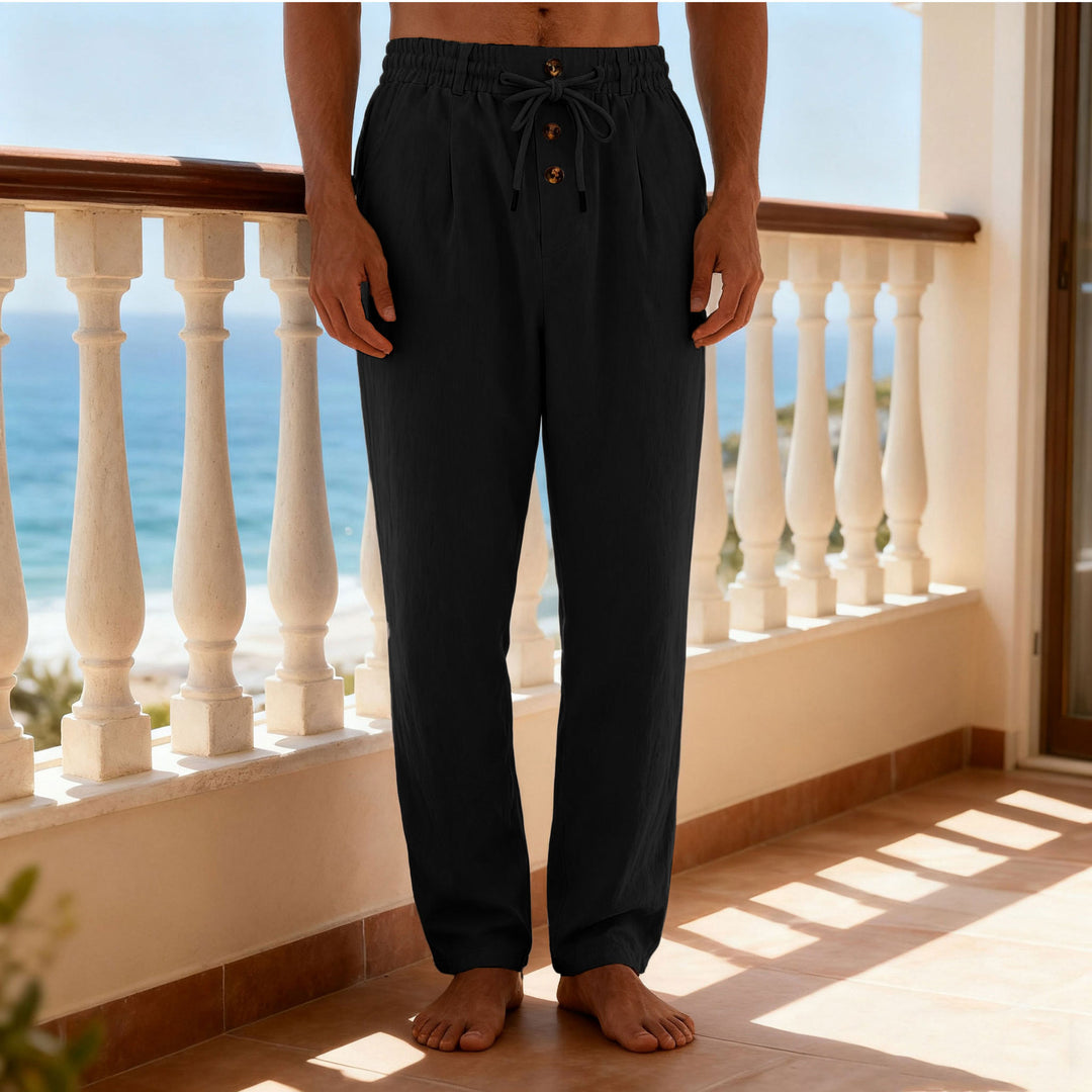 Men's nano lightweight lounge pants with elastic drawstring waistband, drawstring and decorative button placket Mune Fashion