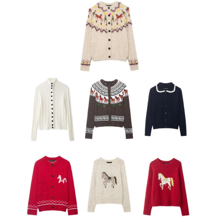 Women’s fine knit cardigan with crocheted Peter Pan collar Mune Fashion
