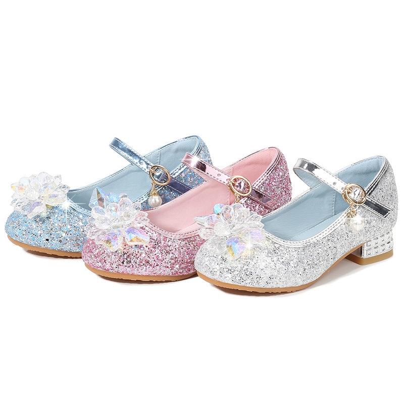 Girls' ballerinas with sparkling crystal flowers and glitter Mune Fashion