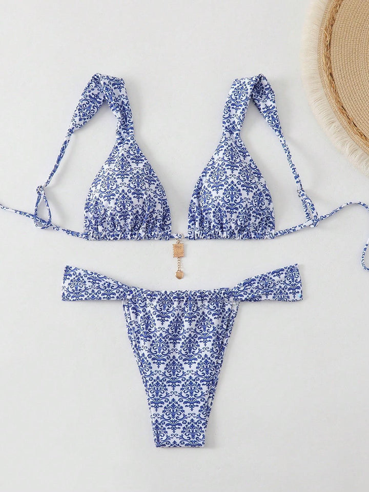Women's triangle bikini with playful pattern mix Mune Fashion