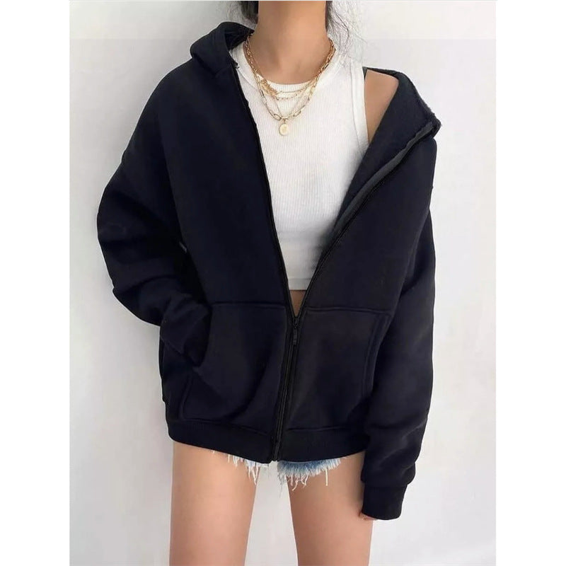 Women oversized hoodie jacket with zipper and kangaroo pockets Mune Fashion