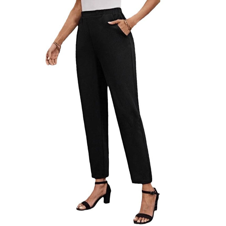 Women's high-waisted tapered business pants with elastic waistband and side pockets Mune Fashion