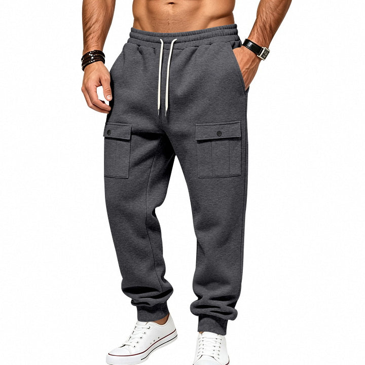 Men's Cargo Jogging Pants with Cuffs, Drawstring, and Flap Pockets Mune Fashion