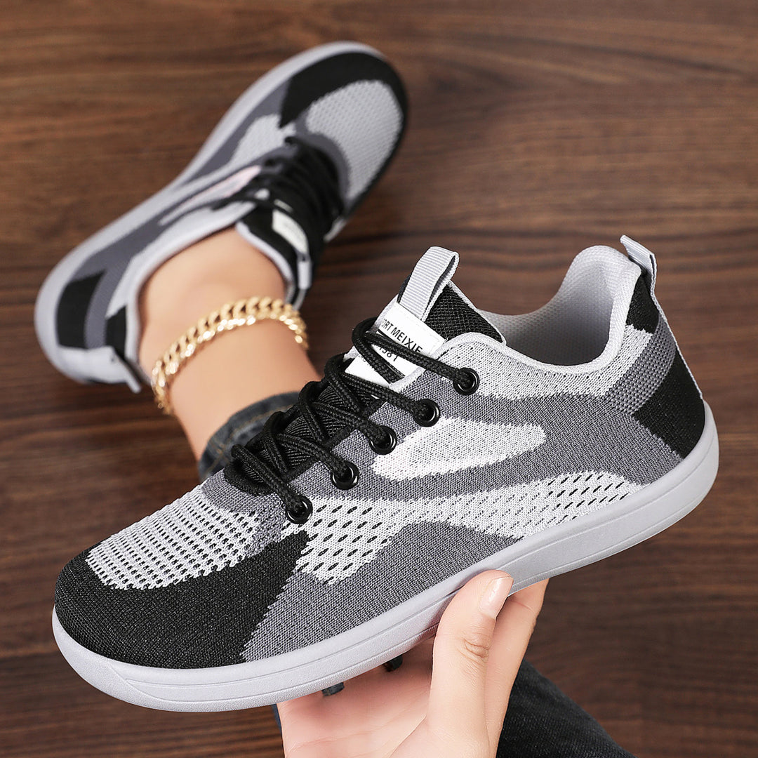 Women's lightweight breathable knitted casual sneakers with elastic lacing and shock-absorbing EVA midsole Mune Fashion