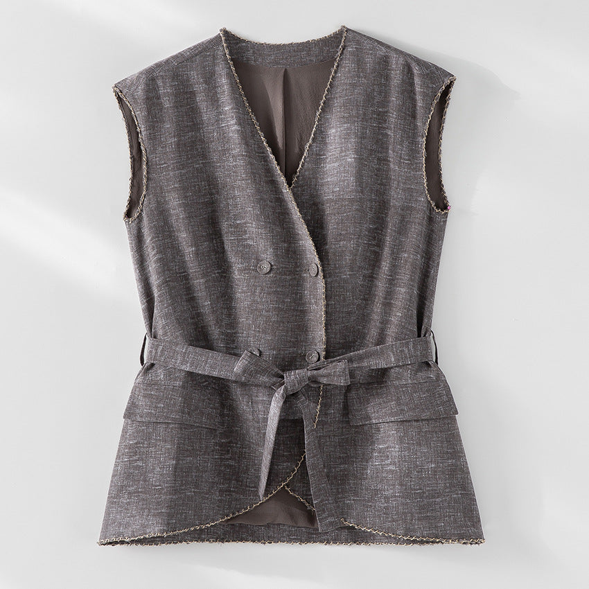 Ladies High-Waisted Palazzo Pants made of Linen Blend with Pleats and Elastic Comfort Waistband Mune Fashion