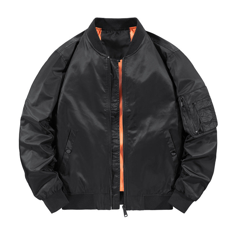 Men's Nylon Bomber Jacket in Pilot Style with Arm Pocket and Ribbed Cuffs Mune Fashion