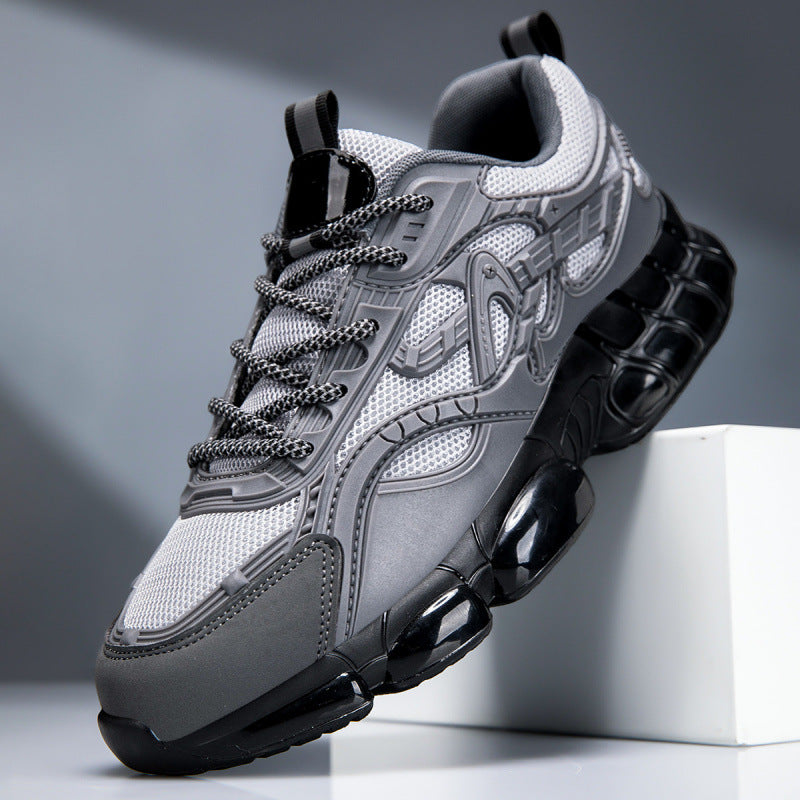 Men's Sporty Chunky Sneaker with Glossy Overlays and Cushioned Air Cushion Sole Mune Fashion