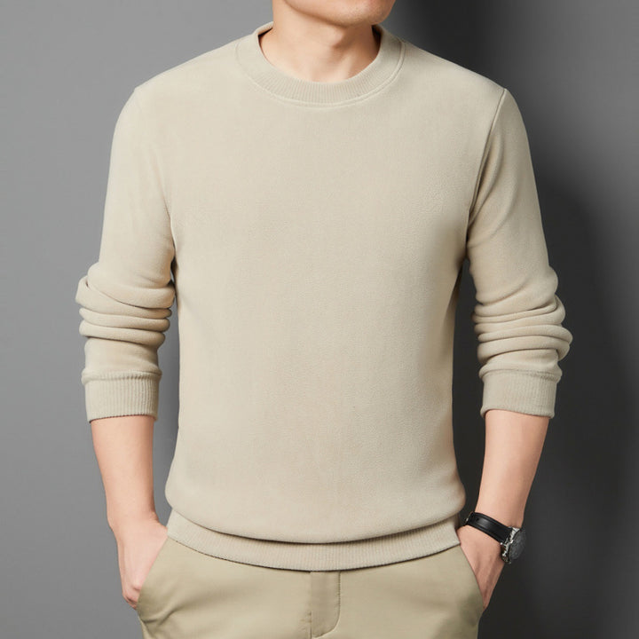 Men's fine round neck sweater made of cotton blend with ribbed cuffs and slim fit Mune Fashion