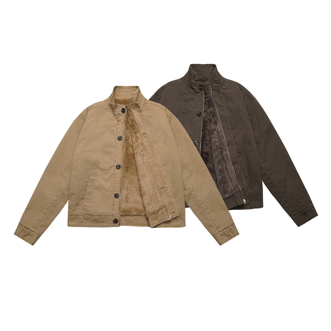 Men's short jacket in field blouson style with soft teddy lining and stand-up collar Mune Fashion