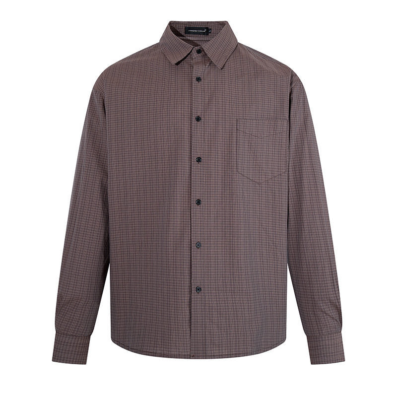 Men's long sleeve shirt in fine Glencheck with chest pocket and straight cut Mune Fashion