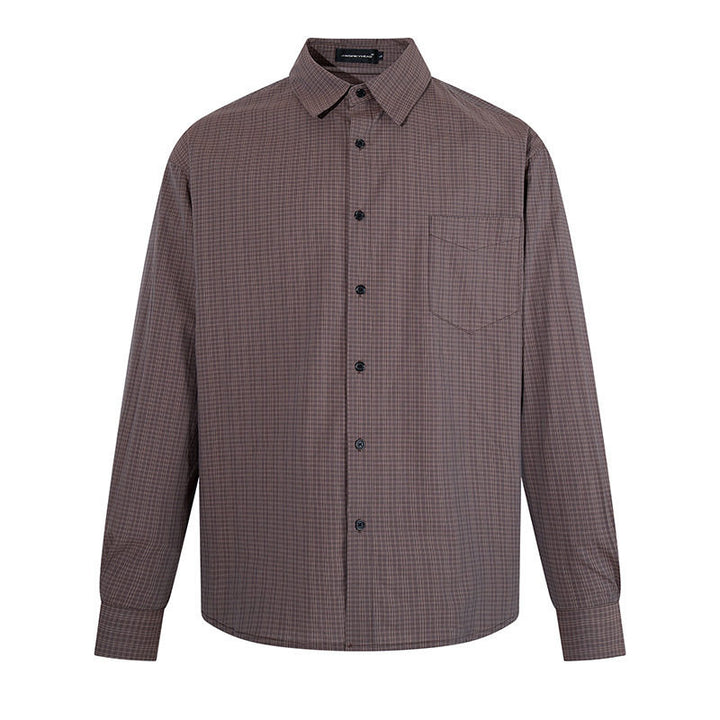 Men's long sleeve shirt in fine Glencheck with chest pocket and straight cut Mune Fashion