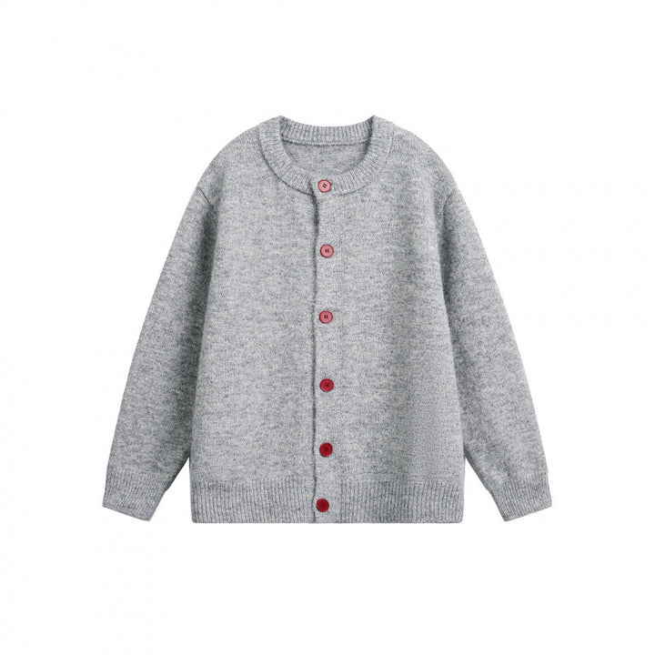Women Buttoned Knitted Cardigan in Oversize Cut with Round Neck, Ribbed Cuffs and Contrast Buttons Mune Fashion