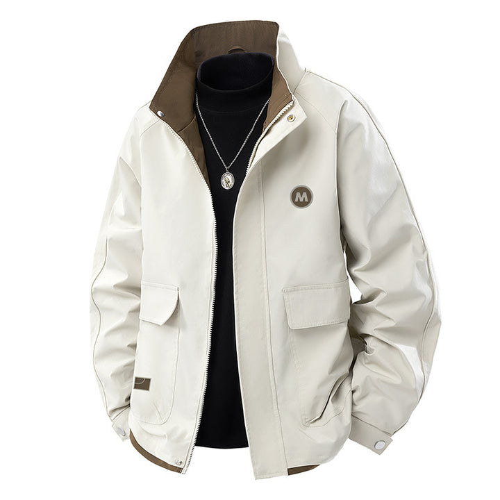 Men's Light Urban Blouson with High Stand-Up Collar, Contrast Lining and Flap Pockets Mune Fashion