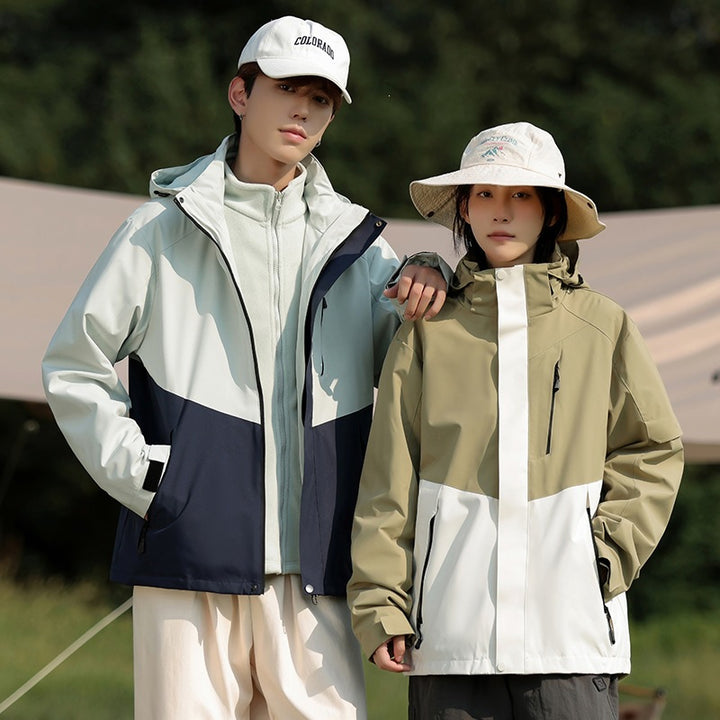 Men's Two-Tone Wind and Water-Repellent Softshell Jacket with Hood Mune Fashion
