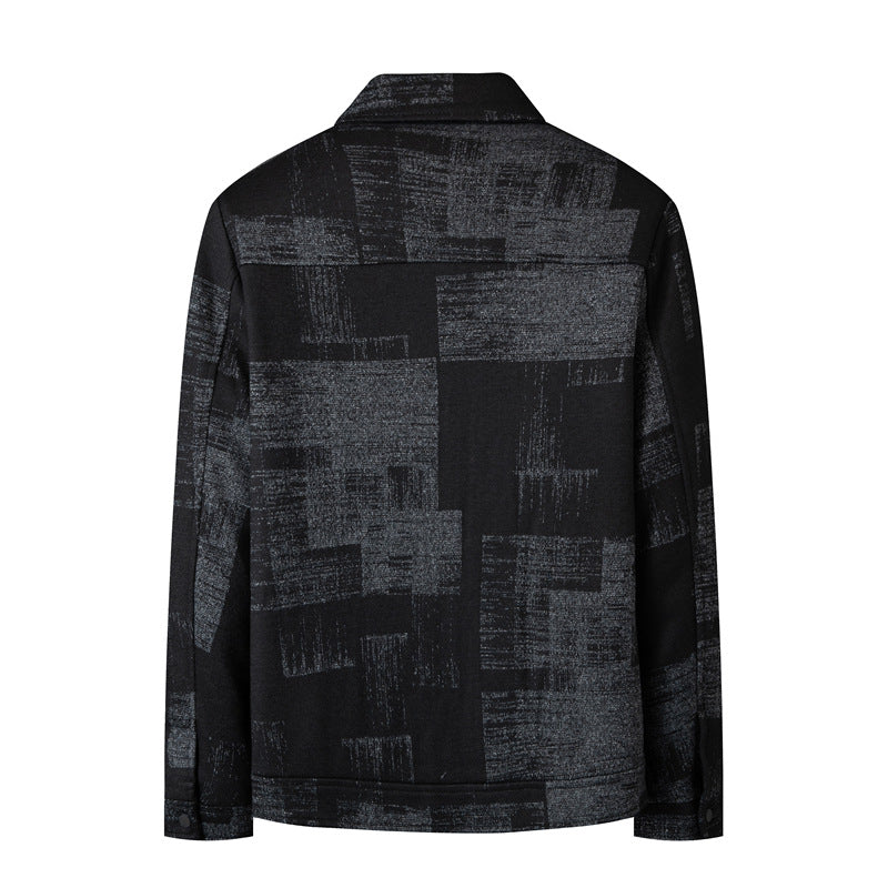 Men's overshirt jacket in shirt jacket style with graphic patch pattern and zipper Mune Fashion