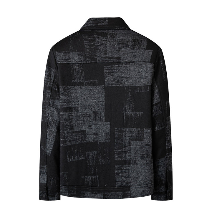 Men's overshirt jacket in shirt jacket style with graphic patch pattern and zipper Mune Fashion